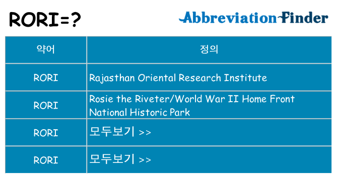 rori 대 한 무엇을 서가