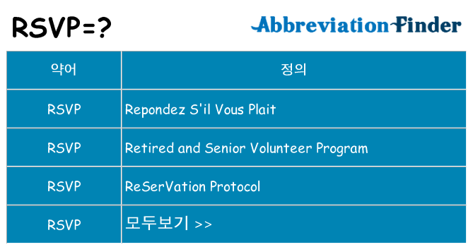 rsvp 대 한 무엇을 서가