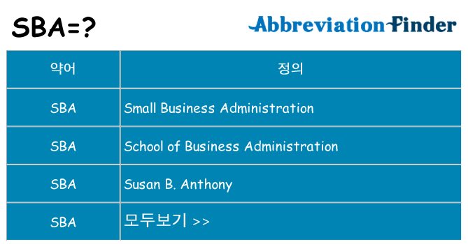 sba 대 한 무엇을 서가