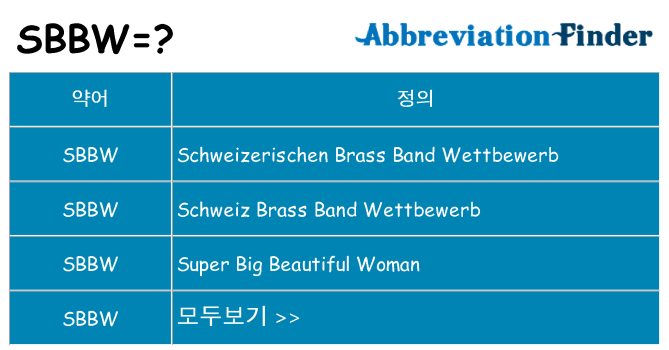 sbbw 대 한 무엇을 서가