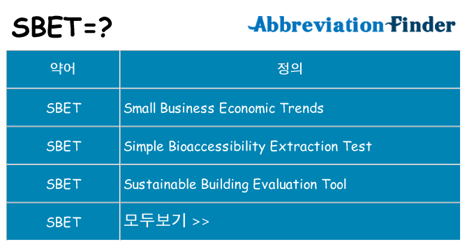 sbet 대 한 무엇을 서가