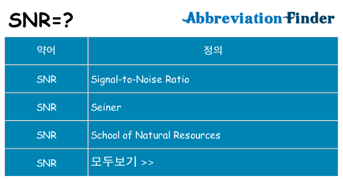 snr 대 한 무엇을 서가