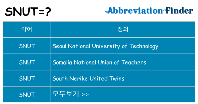 snut 대 한 무엇을 서가