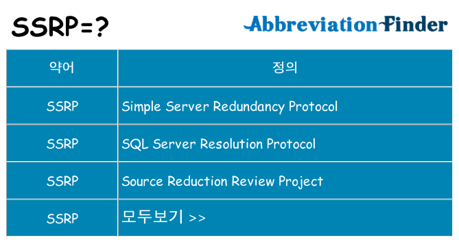 ssrp 대 한 무엇을 서가
