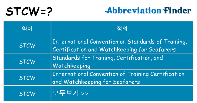 stcw 대 한 무엇을 서가