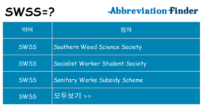 swss 대 한 무엇을 서가