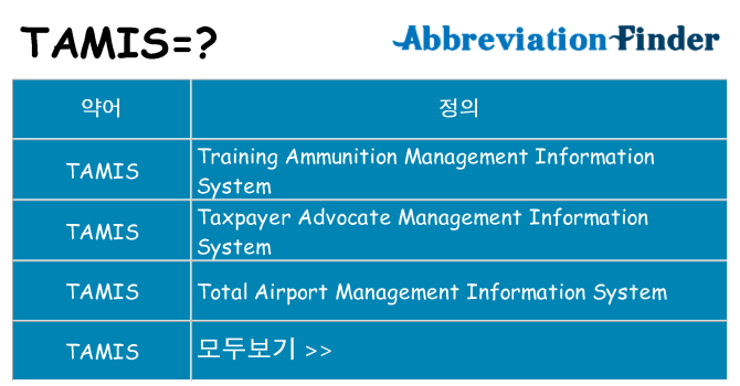 tamis 대 한 무엇을 서가