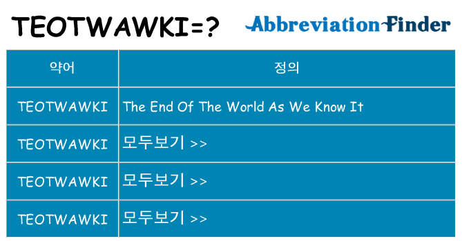 teotwawki 대 한 무엇을 서가