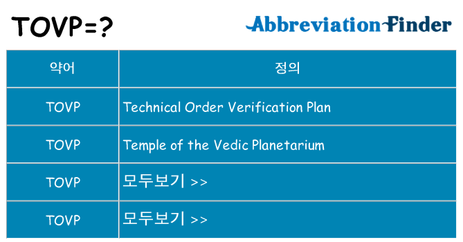 tovp 대 한 무엇을 서가