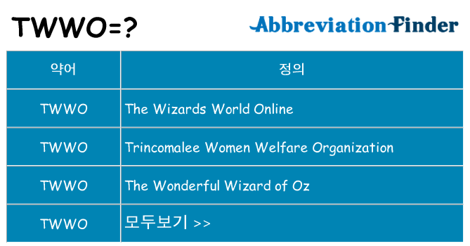 twwo 대 한 무엇을 서가