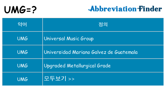 umg 대 한 무엇을 서가