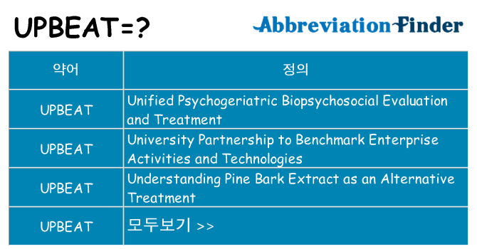 upbeat 대 한 무엇을 서가
