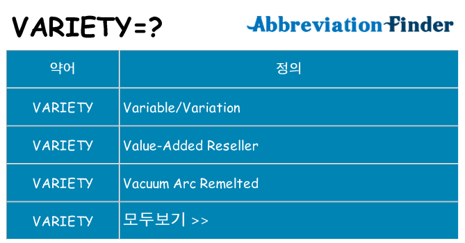 variety 대 한 무엇을 서가