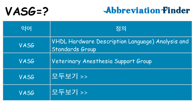 vasg 대 한 무엇을 서가