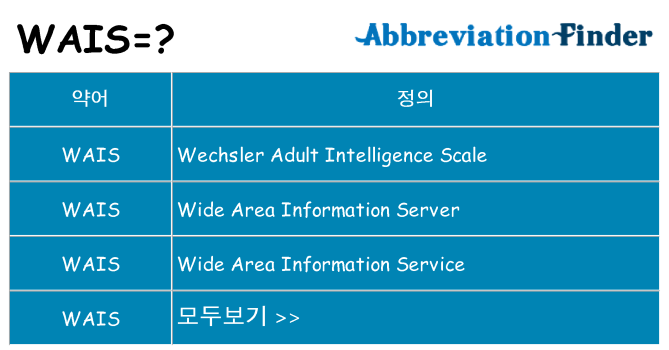 wais 대 한 무엇을 서가
