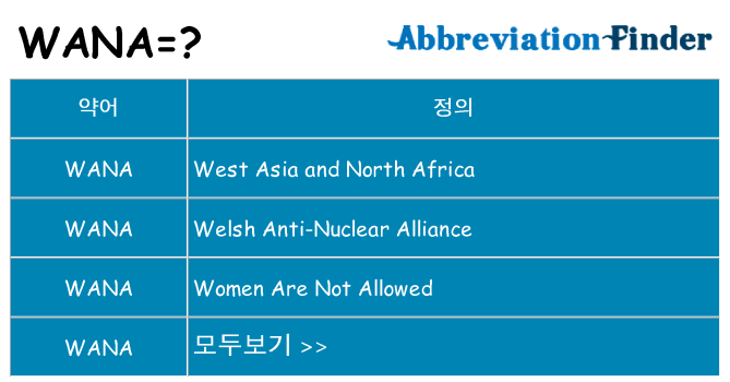 wana 대 한 무엇을 서가