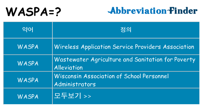 waspa 대 한 무엇을 서가
