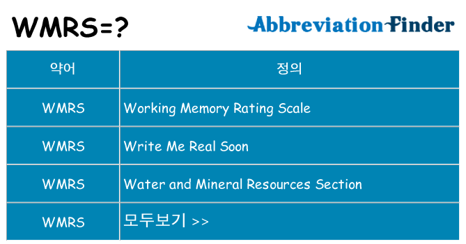 wmrs 대 한 무엇을 서가