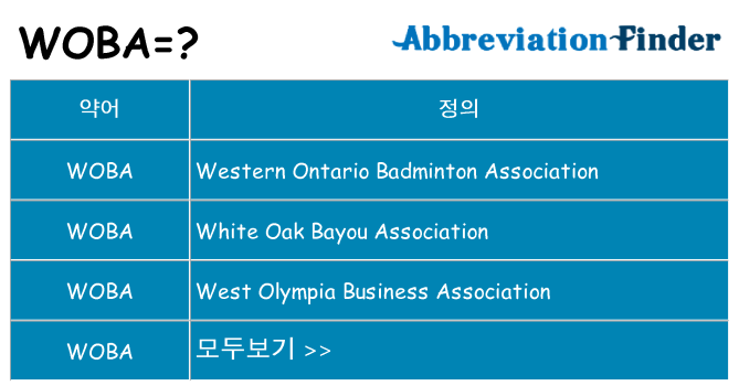 woba 대 한 무엇을 서가