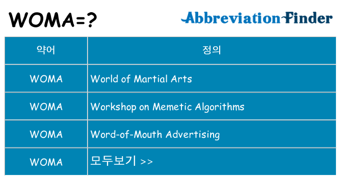 woma 대 한 무엇을 서가