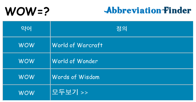 wow 대 한 무엇을 서가