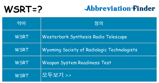 wsrt 대 한 무엇을 서가