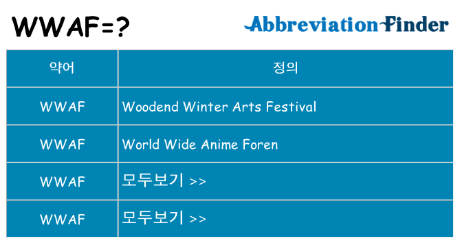 wwaf 대 한 무엇을 서가