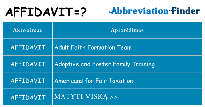 Ką affidavit stovėti