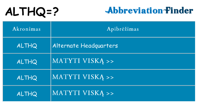 Ką althq stovėti