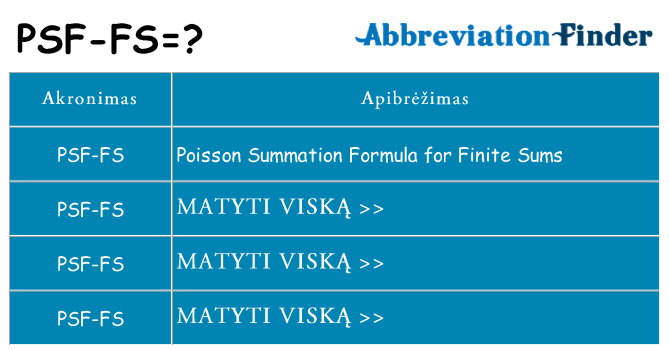 Ką psf-fs stovėti