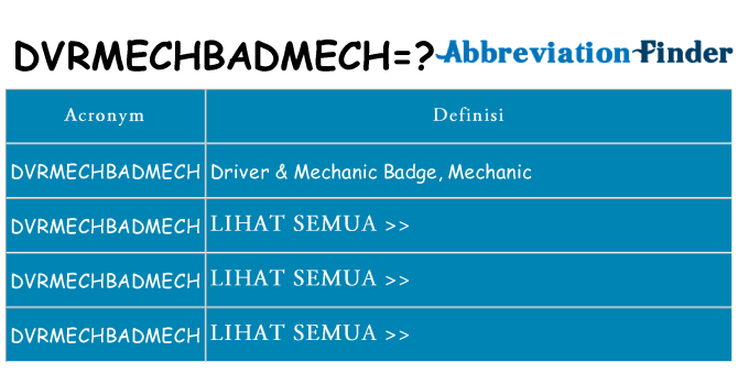 Apa yang tidak dvrmechbadmech berdiri untuk