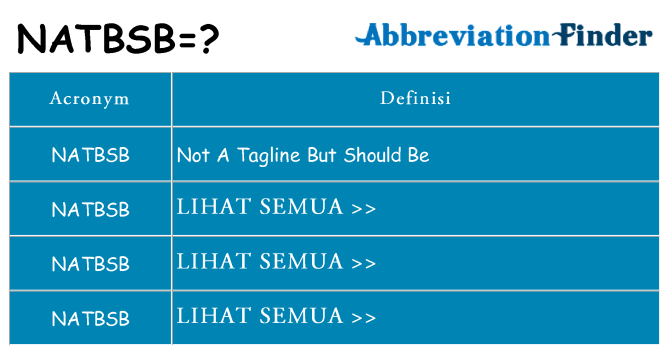Apa yang tidak natbsb berdiri untuk