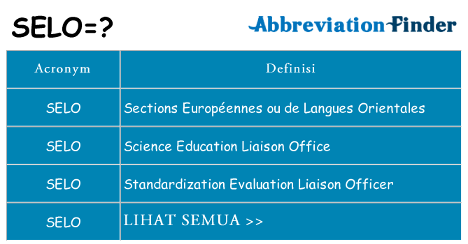 Apa yang tidak selo berdiri untuk