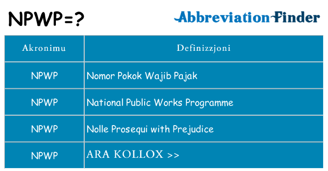 Dak ma npwp joqgħod għal