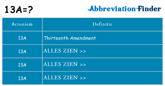 Wat staat 13a voor