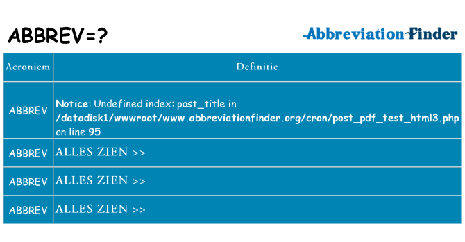 Wat staat abbrev voor