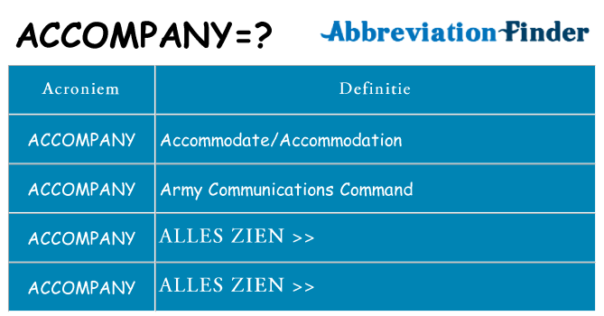 Wat staat accompany voor