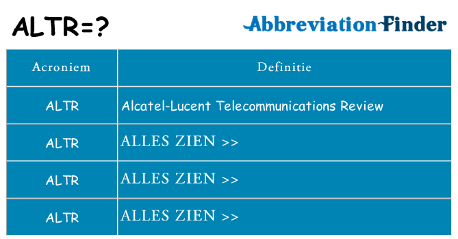 Wat staat altr voor