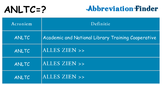 Wat staat anltc voor