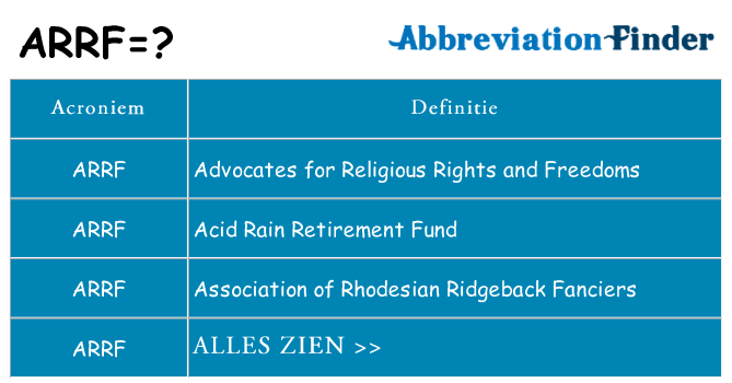 Wat staat arrf voor