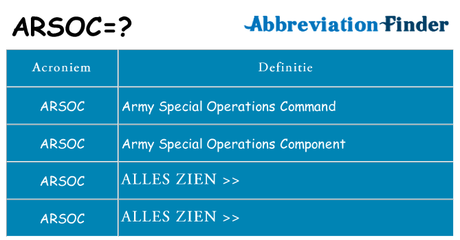 Wat staat arsoc voor