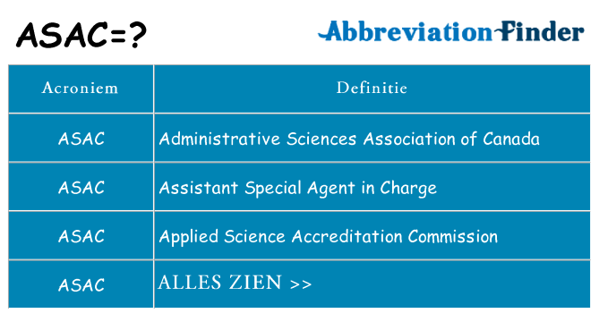 Wat staat asac voor