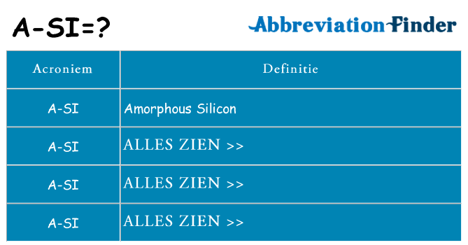 Wat staat a-si voor