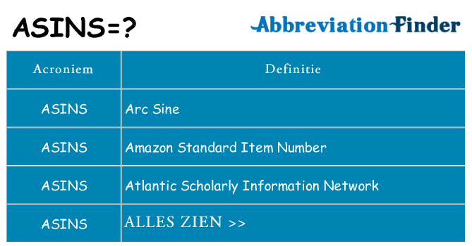 Wat staat asins voor