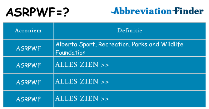 Wat staat asrpwf voor