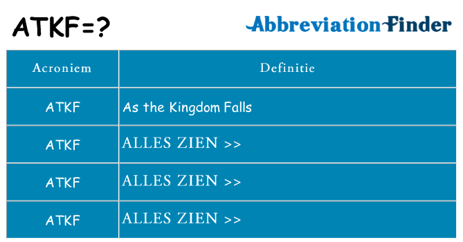 Wat staat atkf voor