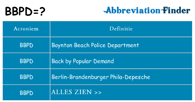 Wat staat bbpd voor