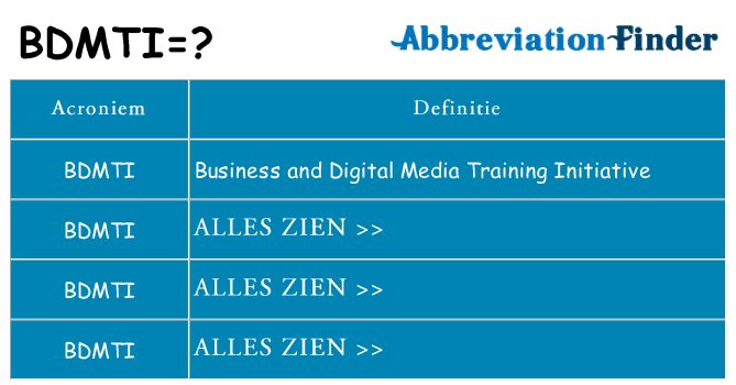 Wat staat bdmti voor
