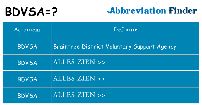 Wat staat bdvsa voor