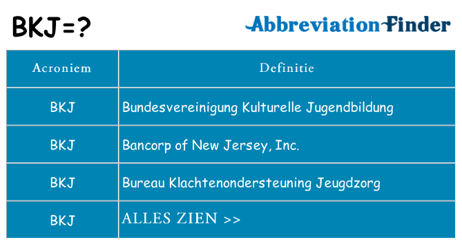Wat staat bkj voor